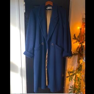 Cozy Ashley Scott Navy Blue Gold Full Length Coat